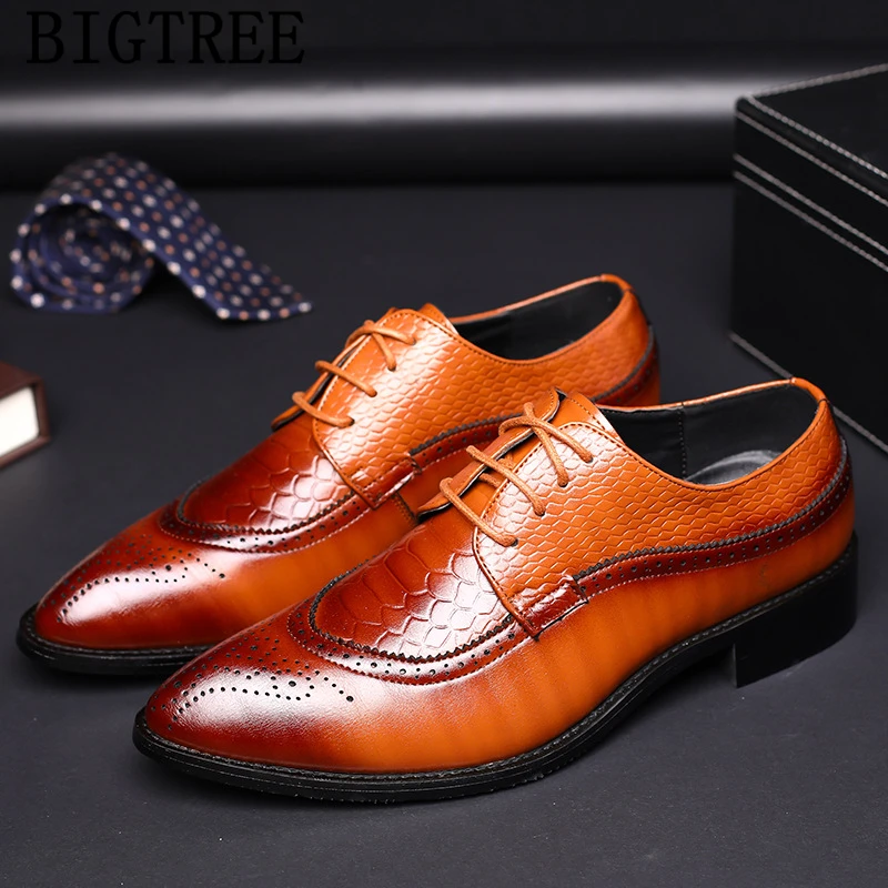 

Brogue Shoes Men Formal Wedding Dress Classic Shoes Men Dress Italian Brand Evening Dress Mens Office Shoes Leather Big Size 48