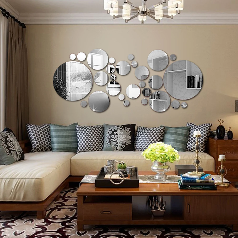 

2022 New Mirror Wall Sticker Round Sticker Decal Living Room Home Decoration DIY Creative Modern Style Wall Decoration
