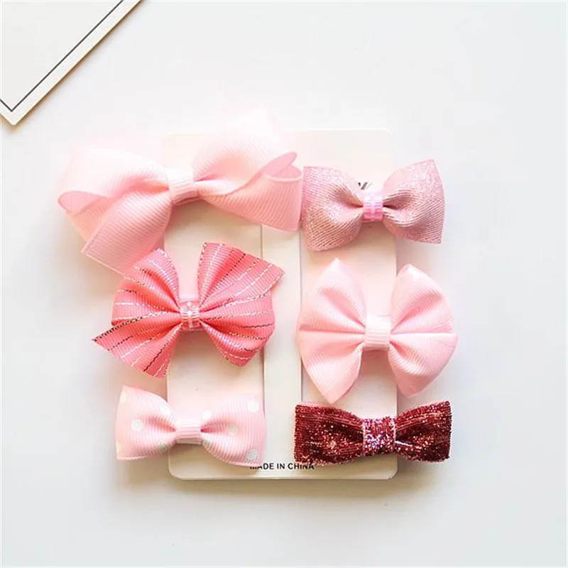 6 шт./компл. смешанные стили милая эластичная заколка для волос с бантом девочек