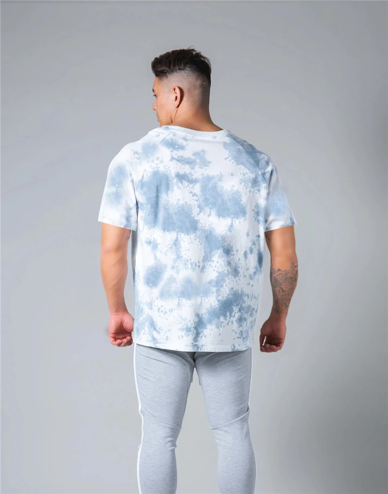 Мужская облегающая футболка Tie-Dye для тренировок в тренажерном зале фитнеса
