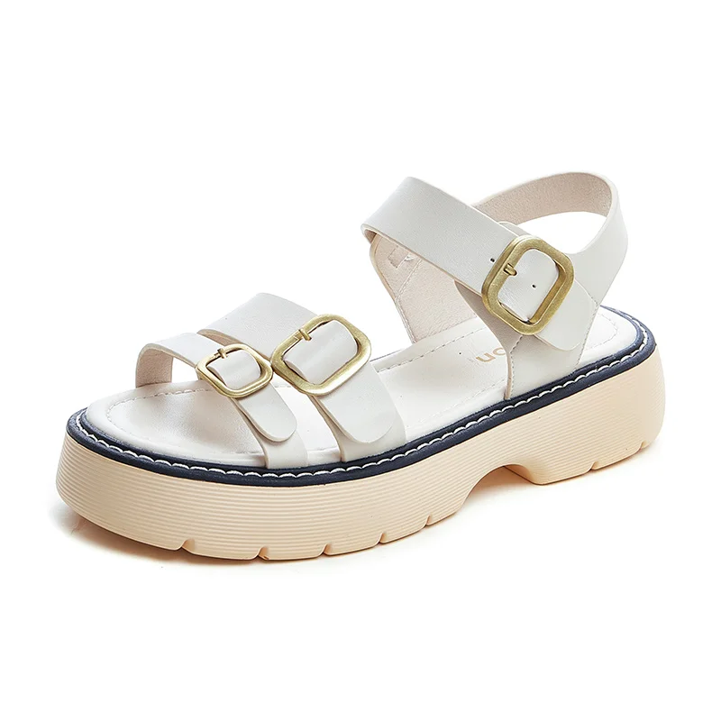 

MLJUFEE 2021 Women Sandals Soft Patent Leather Summer Buckle Strap Open Toe Black Color Platform High Heels Sandals Shoes