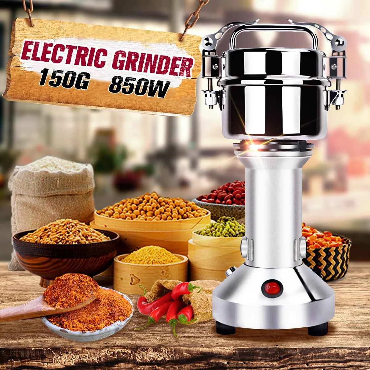 

850W Portable Coffee Grinder Electric Grains Mill Grinder Spices Home Useful Stainless Steel High Speed Dry Food Powder 220V