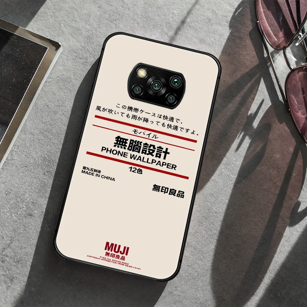

Luxury MUJI Japan Phone case Cover Hull For Xiaomi Mi A2 A3 8 9 9T Note 10 Se Lite Pro black Cover 3D Cell Trend Waterproof