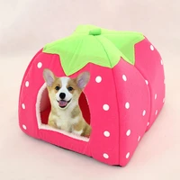 cats house washable dot strawberry pet bed nest for dogs sleeping warm cave animal supplies tent yurt puppy kennel chihuahua