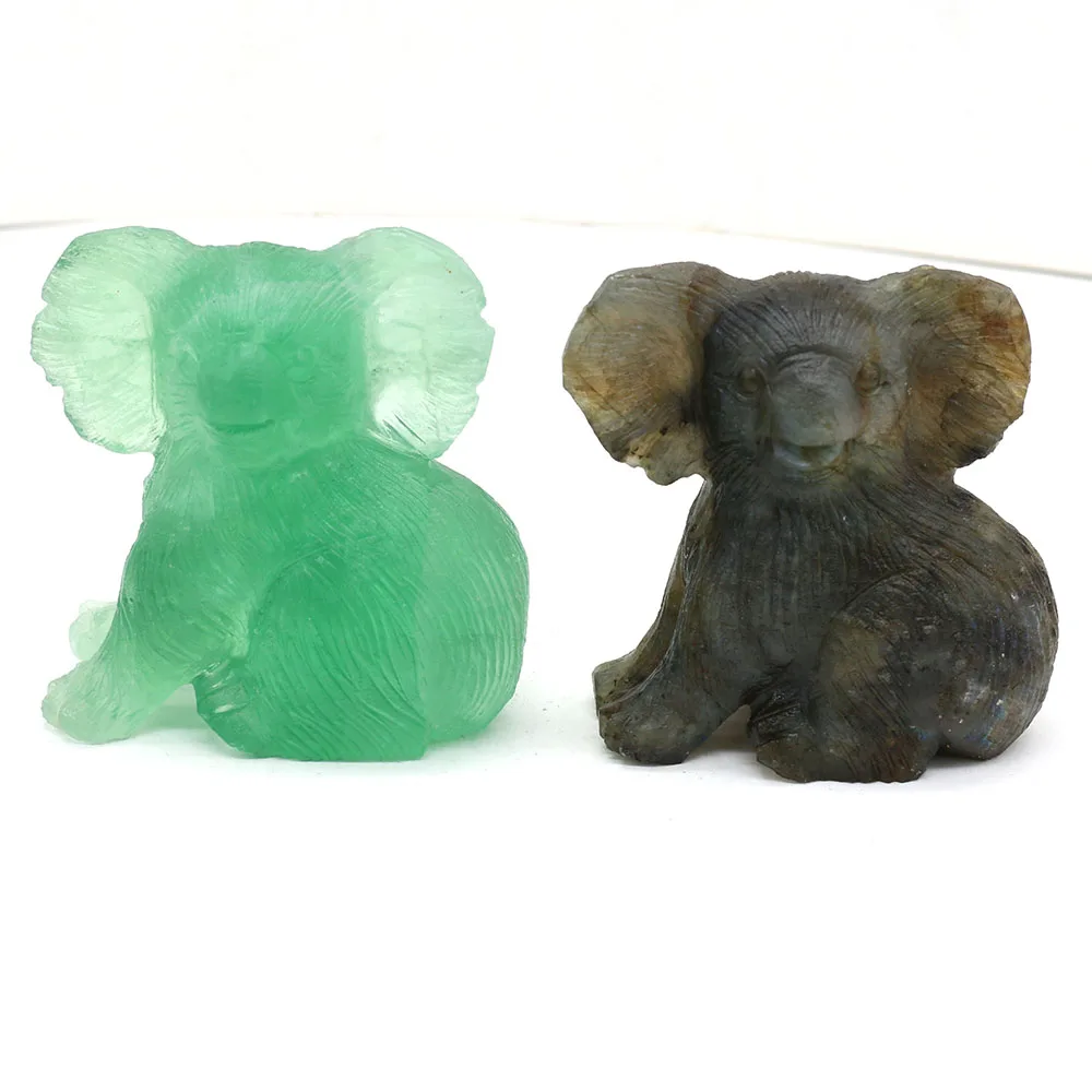Hot Sale Natural Stone Decoration Koalas Bear Artificial Small Ornament Lucky Gift Bed-Room Garden Office Desk Mini Ornaments