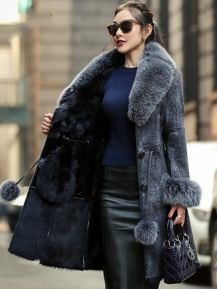Пальто из натурального кроличьего меха Женская осенне-зимняя одежда женская