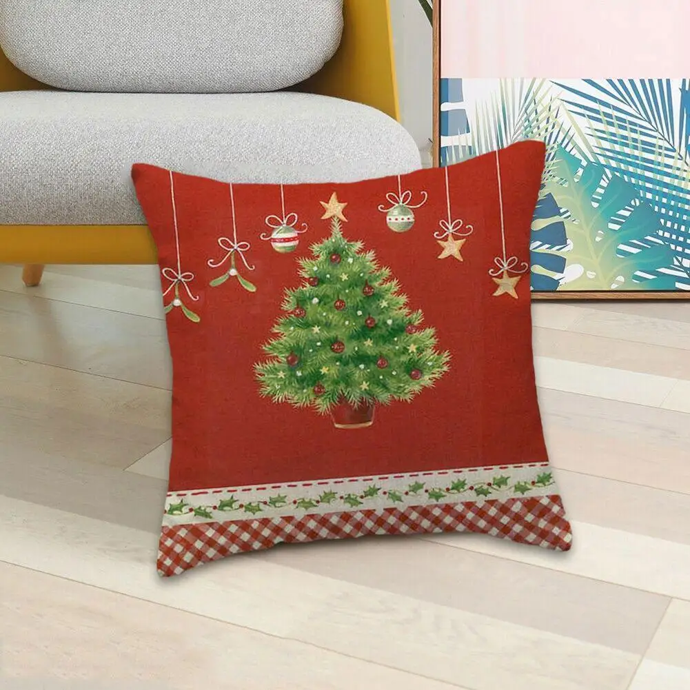 

Рождественское украшение набор подушек Санта-Клаус диван наволочка льняная наволочка украшение праздник 45 см x 45 см V1C3