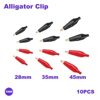 10pcs 28mm35mm45mm metal alligator clip crocodile electrical clamp testing probe meter black red plastic boot car auto battery