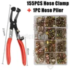 155 шт. 6-22 мм машинок с дистанционным управлением Пружинные зажимы мазута водяной шланг клип трубы крепежа зажима кабельные наконечники в наборе для + 1 шт плоскогубцы для шлангов
