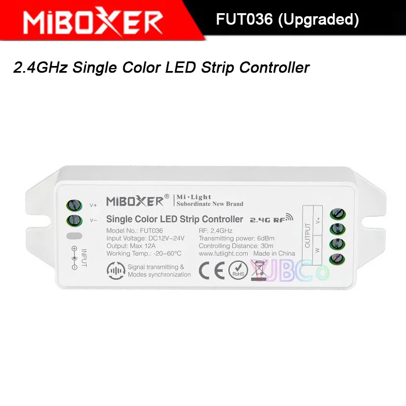 

Miboxer 2,4 GHz одноцветный светодиодный светильник, контроллер, FUT036 (модернизированный) DC12V ~ 24V Светодиодная лампа