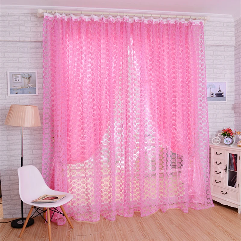 

Bedroom Curtains for Living Room Modern Curtains for Kitchen Floral Print See Through Window Curtains Fabric Tulle Sheer Curtain
