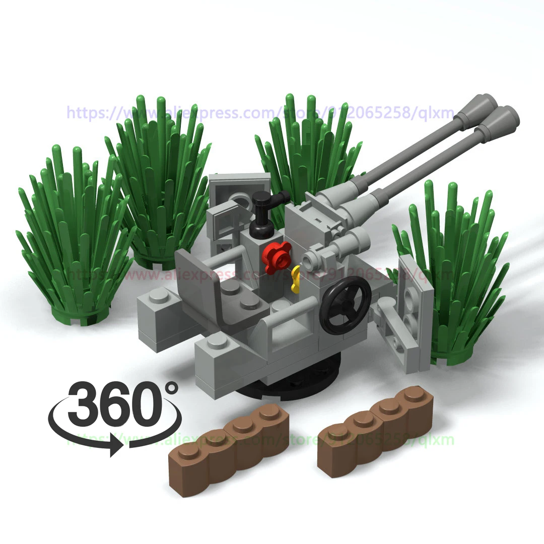 

Military Series Anti-aircraft Gun Rotate 360 degrees Weapons of War for Soldiers Building Block Toy for Children Gifts