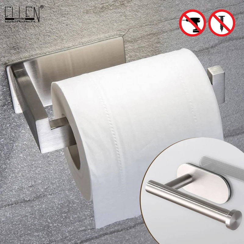 

ELLEN Roll Toilet Paper Holder Punch-free Nickel Brushed Toilet Paper Holder Black Bathroom Accessories ELMM204