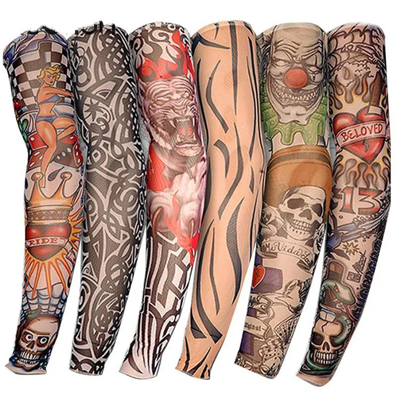 

1pcs Professional Cycling Sports Tattoo UV Block Cool Arm Sleeves Armwarmer Cover Sun Protection Skull Bike Bicycle Arm Warmers