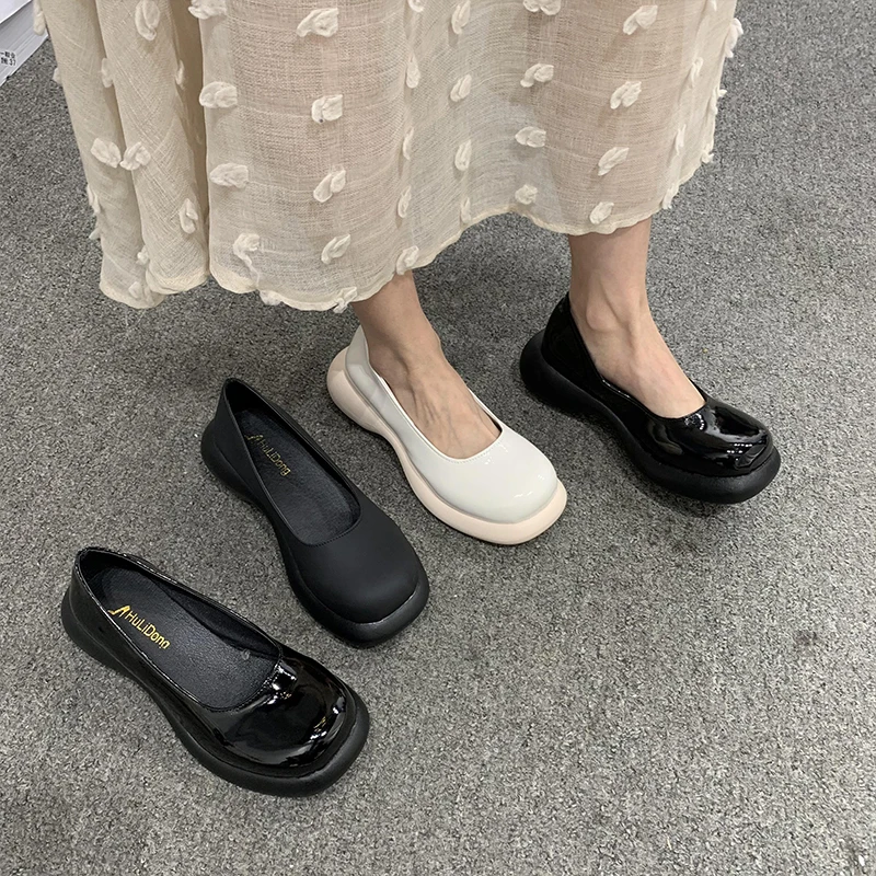 

Женские однотонные туфли с закрытым носком, простые маленькие кожаные туфли в японском ретро стиле, униформа Jk, весна-лето