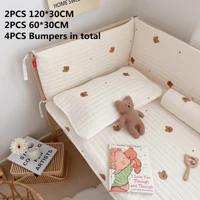 korean cotton quilted baby crib bumpers olive bear embroidery cot bumper baby bed bumper for babies cot crib protector cradle