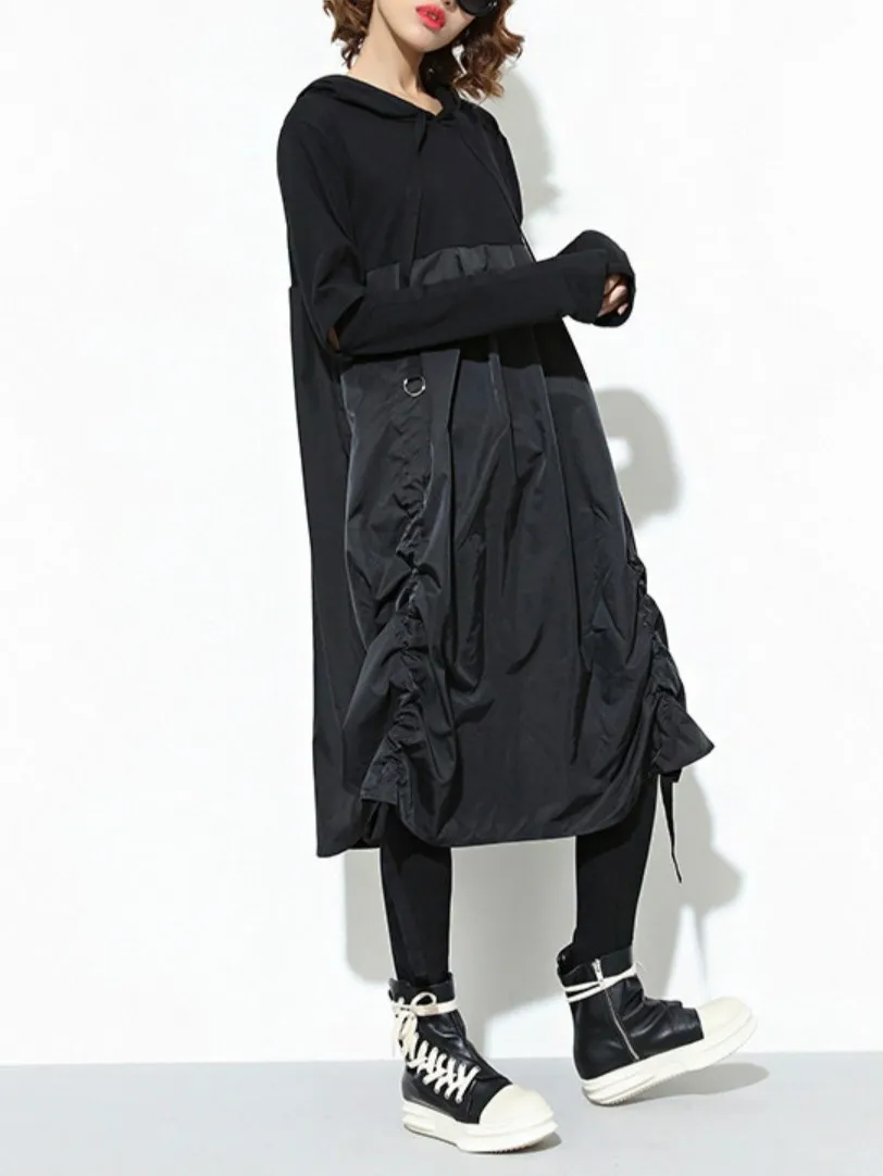 Новое весеннее осеннее женское асимметричное платье с длинным рукавом складное