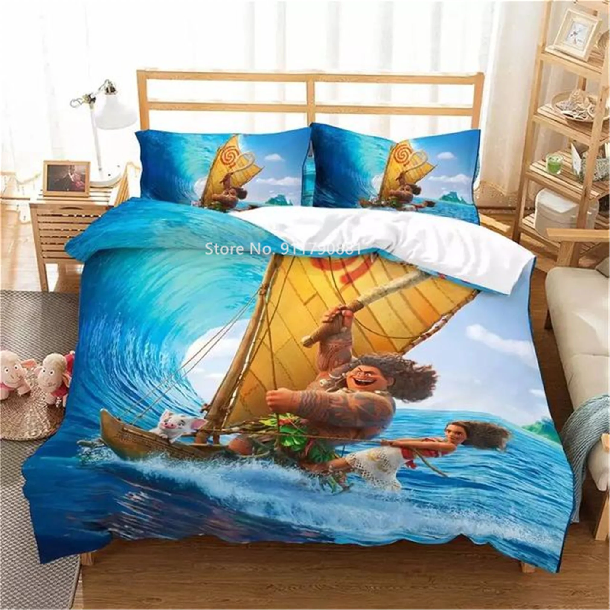 

Disney Moana Bedding Down Duvet Cover Pillowcase Single Double Big Bedroom Decoration Cartoon Boys & Girls Bedroom Decoration
