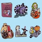 Эмалированная булавка и брошь Beetlejuice для недавно умерших эмалевых подвесок в готическом стиле на Хэллоуин, коллекционные подарки для фанатов