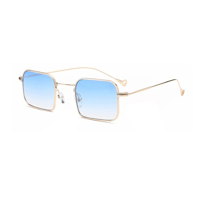 

High End Gradient Metal Glasses Custom Logo Small Square Metal Sunglasses Women