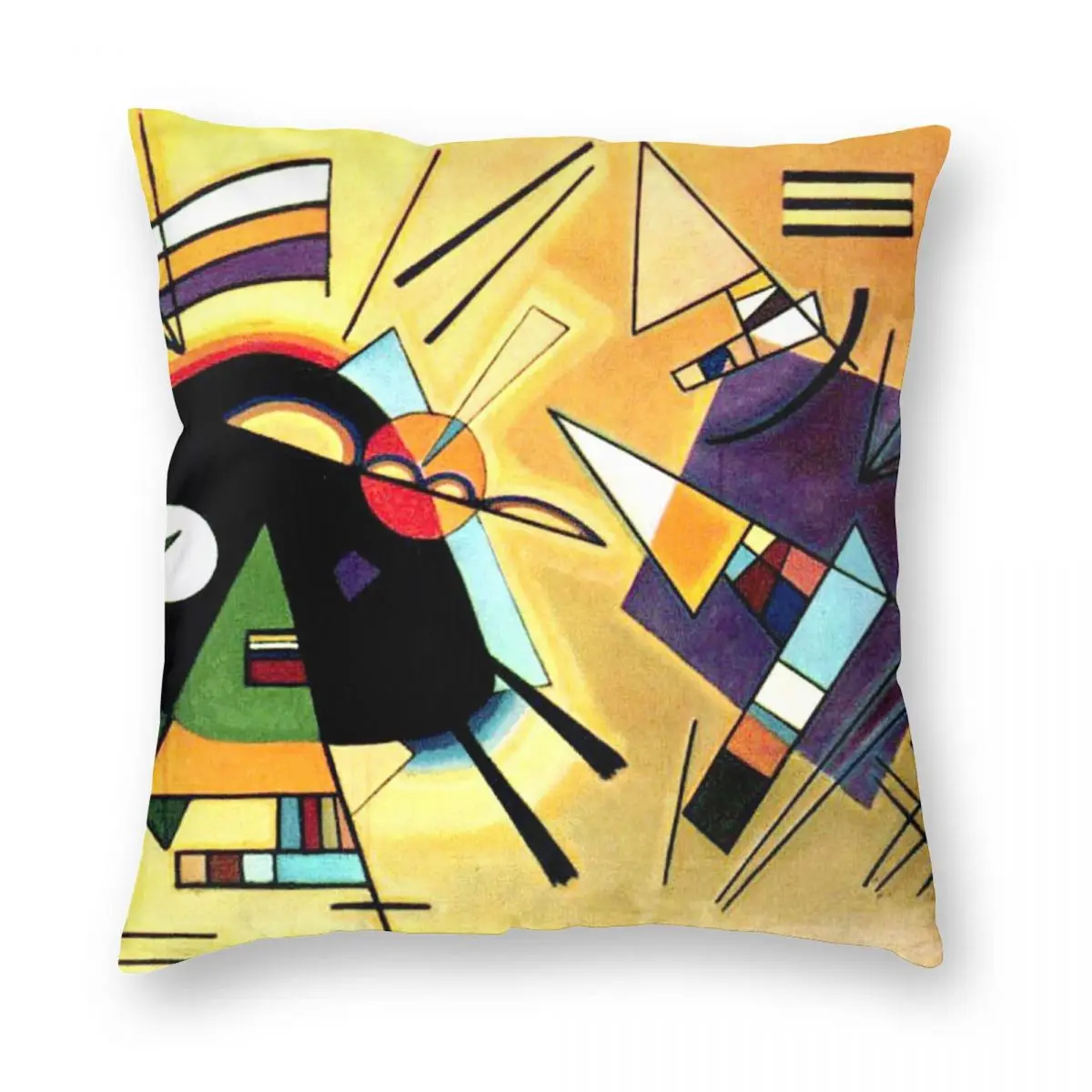 Vassily Kandinsky черный фиолетовый квадратный чехол для подушки полиэстеровый льняной