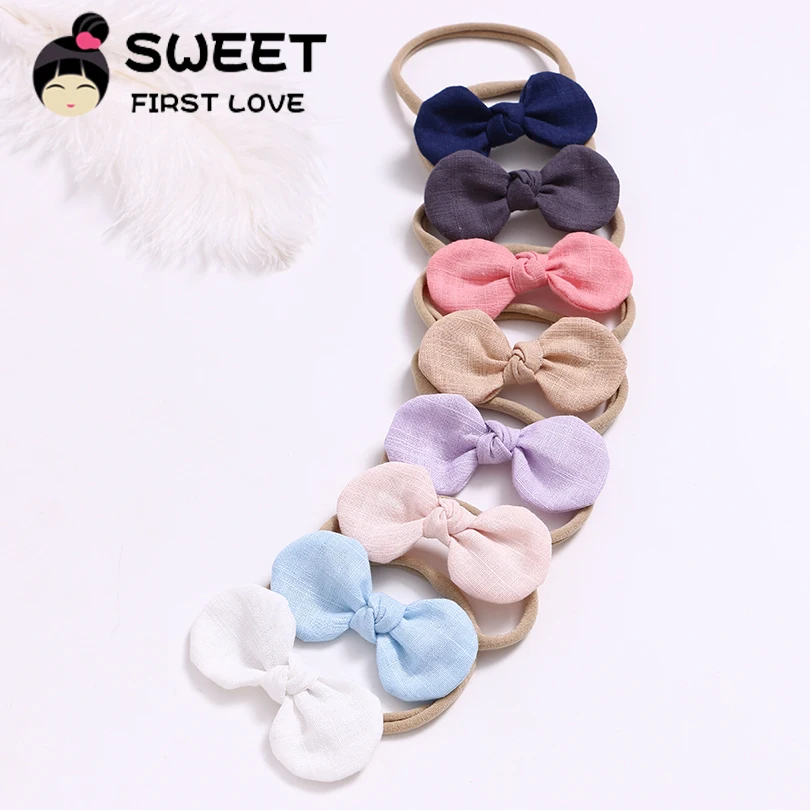 Милые нейлоновые повязки на голову с бантом для детей мягкие заколки волос из