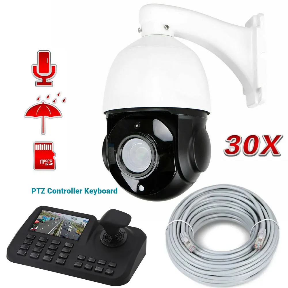 

30x Zoom HD 5 Мп POE TF слот для карты микрофон аудио PTZ камера уличная система + ДЖОЙСТИК контроллер клавиатура с 5-дюймовым ЖК-экраном