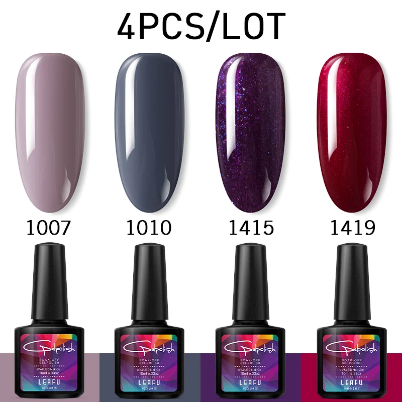 Modelones 4 шт./лот фиолетовый Цветной Гель лак для ногтей удаляющийся замачиванием