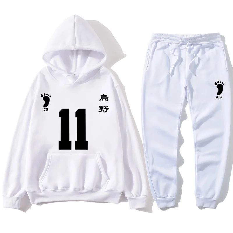 

Japan Anime Haikyuu Cosplay Hoodie tracksuits Women Men Harajuku Sweatshirt Karasuno High School Hooded setCasual Sportswear