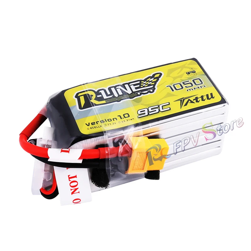 Аккумулятор Tattu R Line 1050 мАч 95C 6S1P Lipo с разъемом XT60 для RC FPV Racing Drone Quadcopter|Детали и