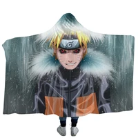 3d printed anime hooded blanket super soft warm coral fleece plush throw blankets bed sofa kids gift cartoon blanket
