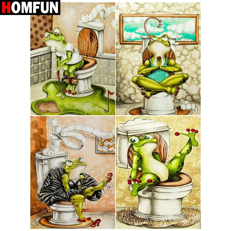 HOMFUN 3D алмазов картина ''Frog Туалет &quotСделай Сам Полный Стразы сверла Вышивка