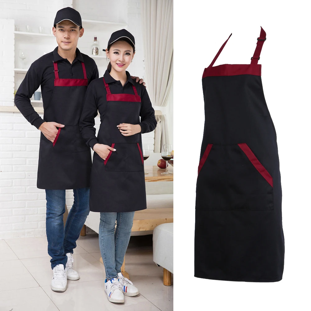 

Kitchen Bib Cooking Apron Stripe BBQ Baking Waterproof for Woman Men Chef Waiter Cafe Shop Adult with Two Pockets