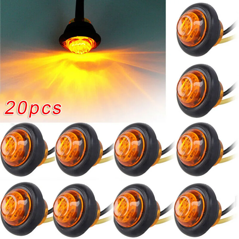 

Amber Clearance lights LED Trailer Lamp Accessories Set 20pcs 3/4 Inch