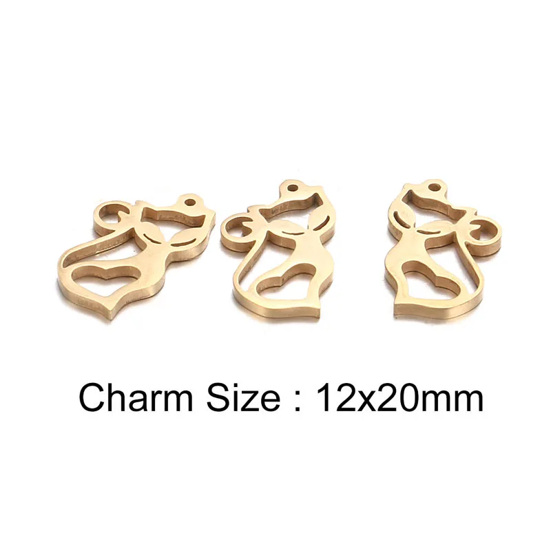 5 шт./лот нержавеющая сталь полые сердца лисицы подвески в виде животных подходят