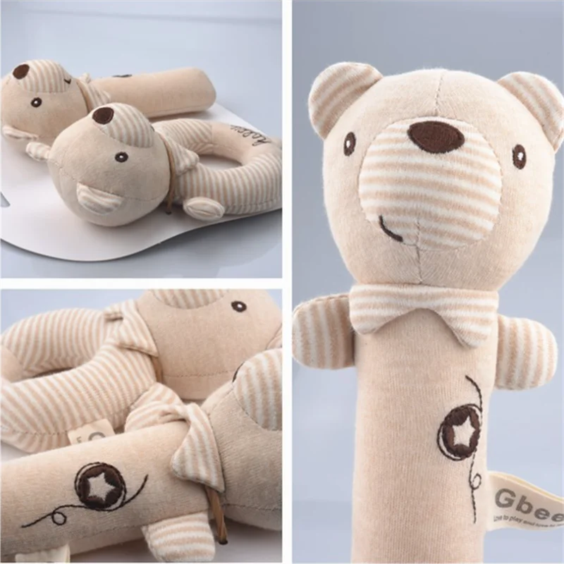 Newborn Baby Rattles Rabbit Bear Grab Ability Training Toys Infant Stroller Bed Hanging Bell Plush Dolls игрушки для детей |
