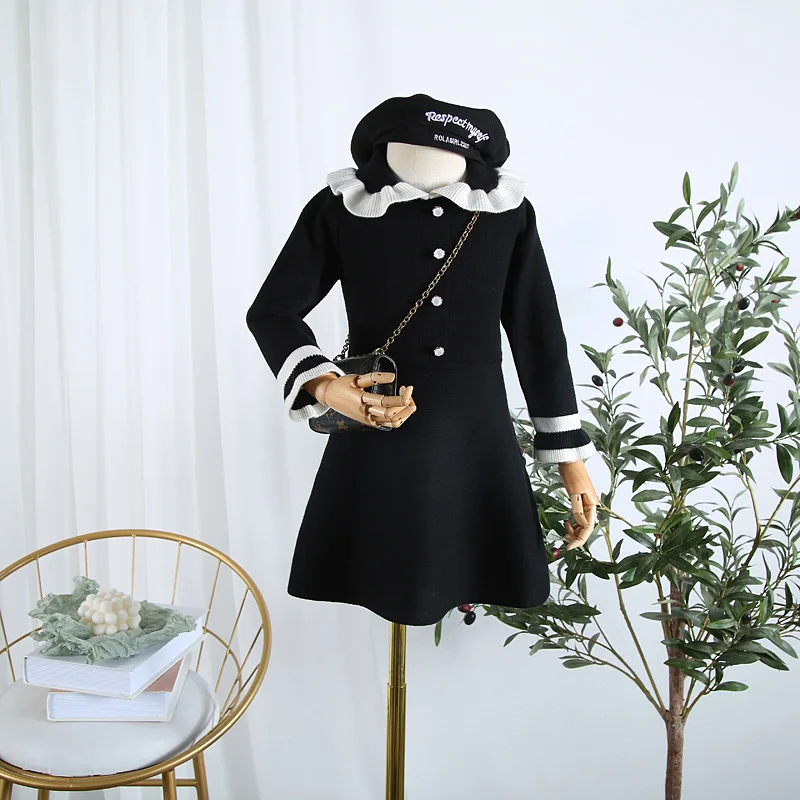 Осеннее платье с длинными рукавами для девочек 2019 г. Детское корейское милое