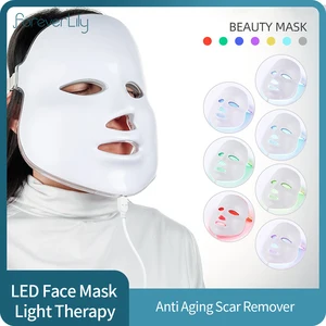 Светодиодная маска для лица, 7 цветов светильник для омоложения и удаления морщин