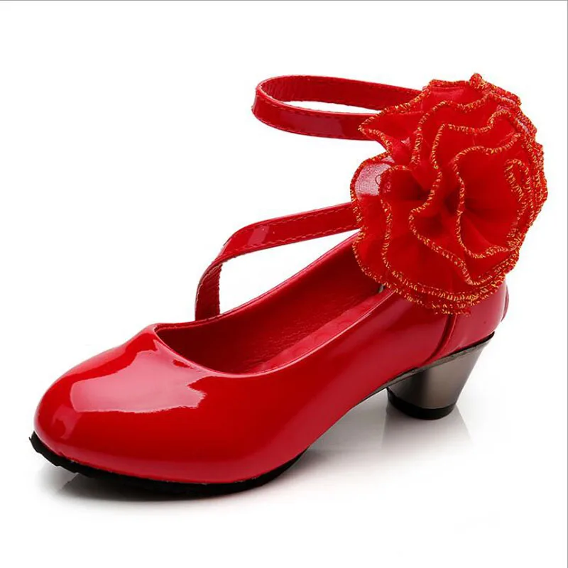 

Детская обувь для девочек кожаная Детские высокий каблук обувь для девочек; Юбка принцессы; Танцевальная обувь для вечерние свадебное плат...