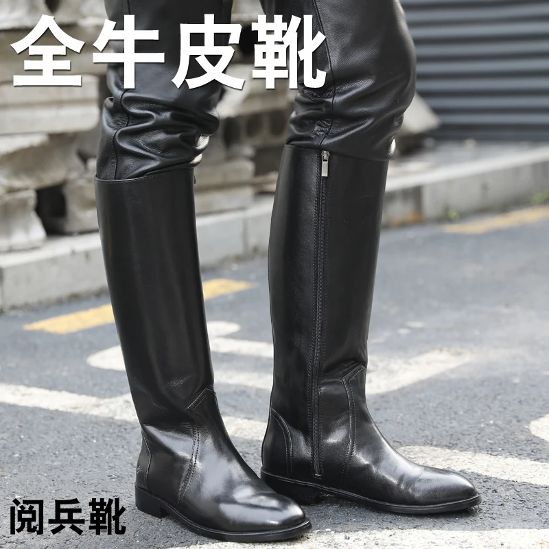Зимние ботинки мужские для верховой езды кожаные высокие военные трендовая