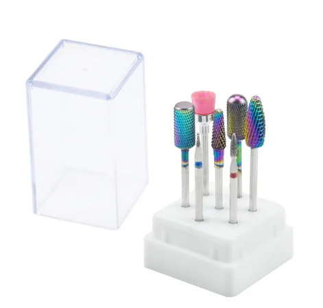 Набор сверл для ногтей из керамического карбидного сплава с коробкой, набор шлифовальных щеток для электрического маникюрного станка, инструменты для ногтей