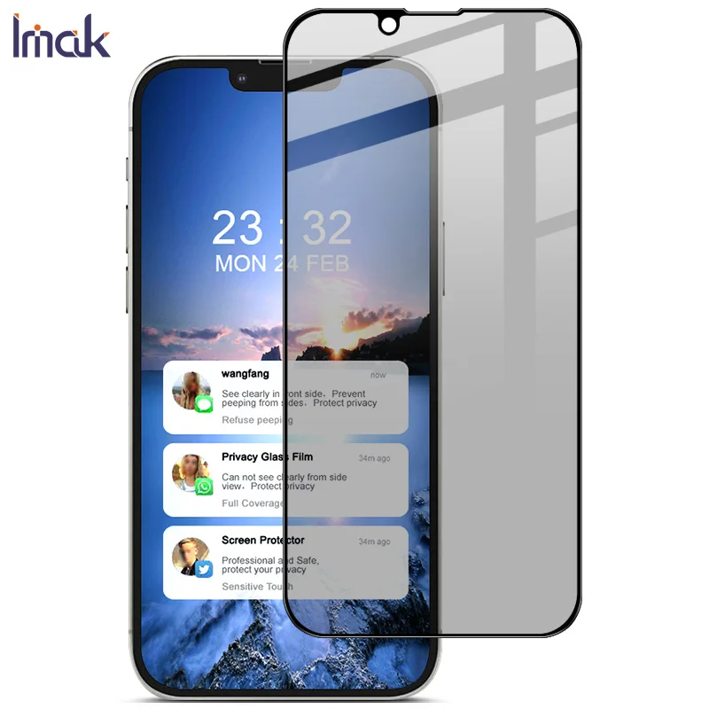 

For New iPhone13 5G Tempered Glass IMAK Privacy Anti Glare Glue Screen Protector iPhone 13 Pro Max Mini Glass Anti-Peeping Film