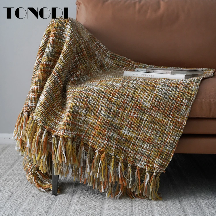 

TONGDI Boho Soft Warm Throw Plaid Lace Fringed Knitting Wool Blanket Luxury Pretty Decor For Girl Sofa Bed Handmade Sleeping