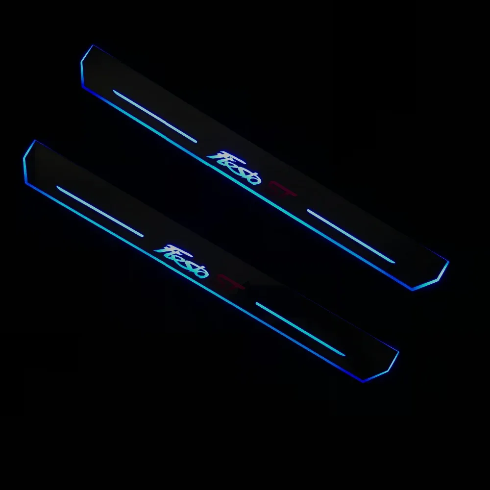 RQXR led движущиеся двери потертости для ford fiesta st динамический порог пластина плоская подкладка накладка струящаяся/натюрморт свет, 2 шт
