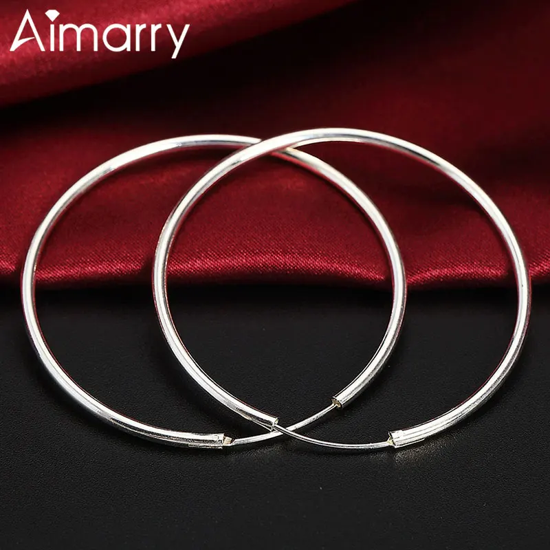 Женские круглые серьги кольца Aimarry из стерлингового серебра 925 пробы 40 мм/50 мм/60 мм