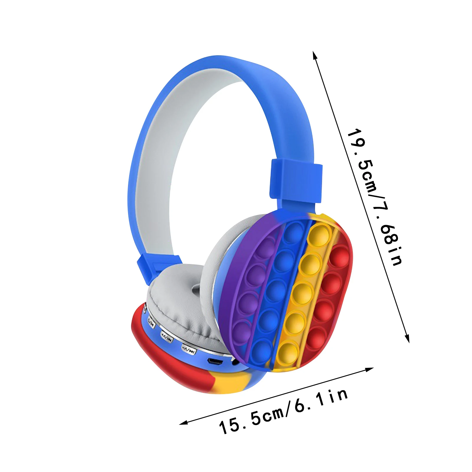 Pupet-auriculares est&eacute;reo con Bluetooth y hoyuelos para ni&ntilde;os, juguetes de burbujas de empuje montado en la cabeza, con dise&ntilde;o de arco&iacute;ris, para regalo-5