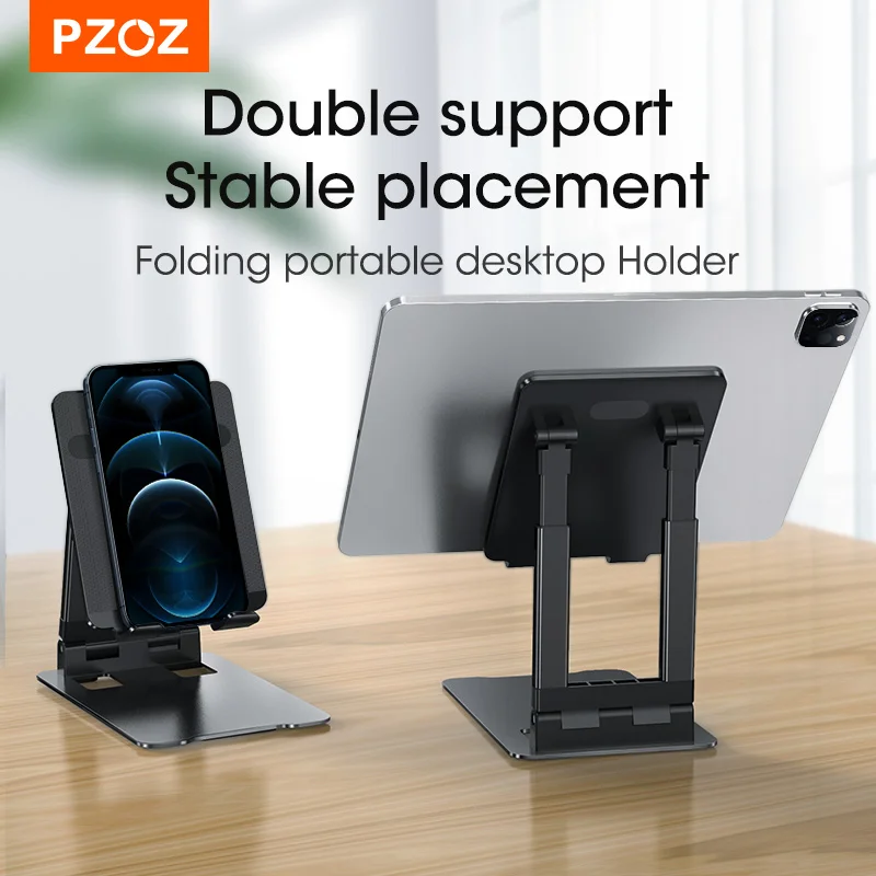 pzoz desk holder for ipad iphone 12 11 pro max mobile phone universal desktop tablet foldable table cell phone desk holder stand free global shipping