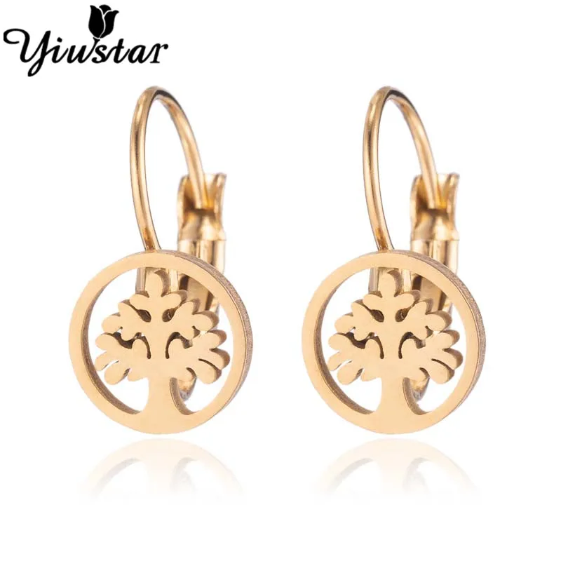 Yiustar Золотое искусство для женщин круглая форма нержавеющая сталь дерево жизни