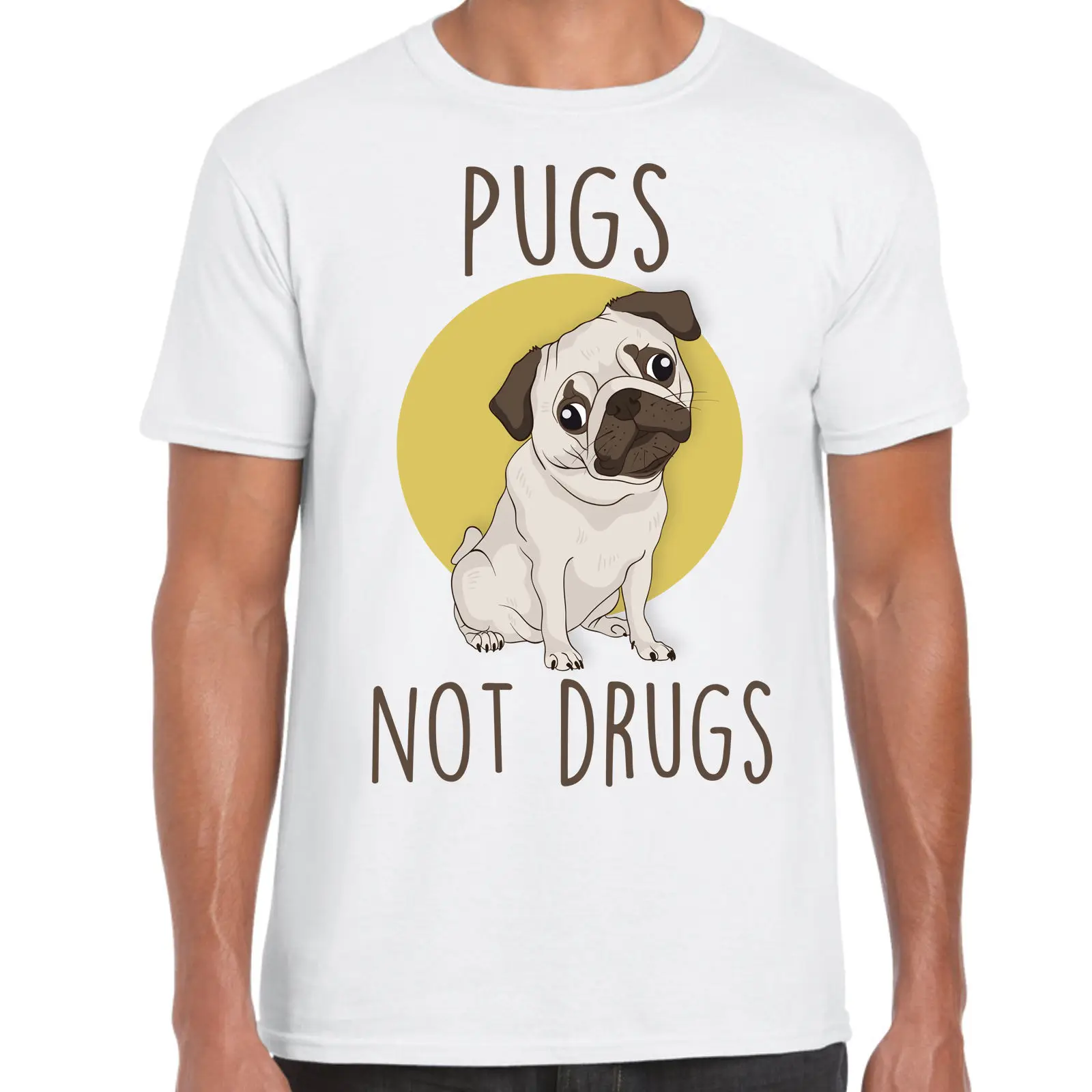 

grabmybits - Pugs Not Drugs Funny Adult T Shirt, Tee colour jurney Print t shirt