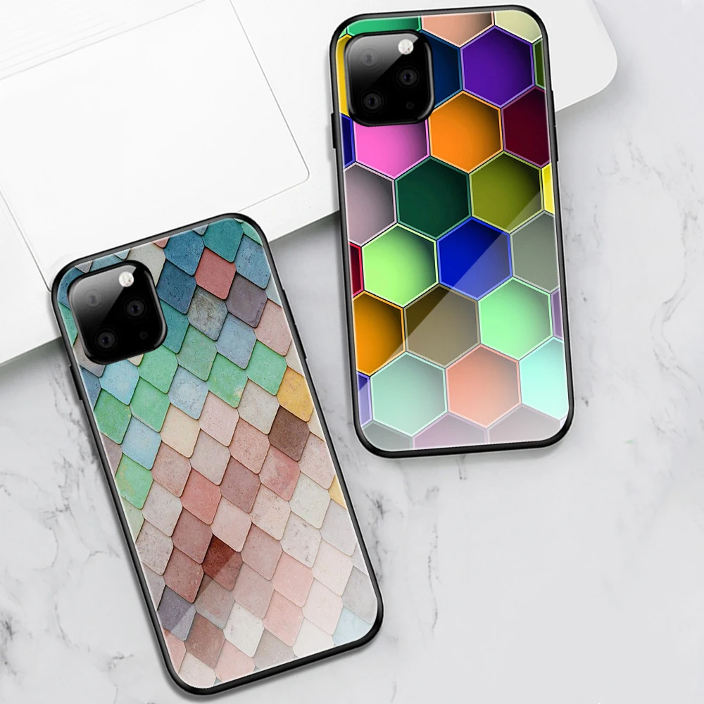 

Art Stitching Color Phone Case for Appale IPhone 11 12 13 Pro Max Mini X XR XS Max 8 7 6 6s Plus Tempered Glass TPU Back Cover